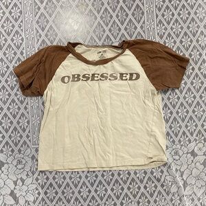 On Fire Brown and Cream Short Sleeve Tee